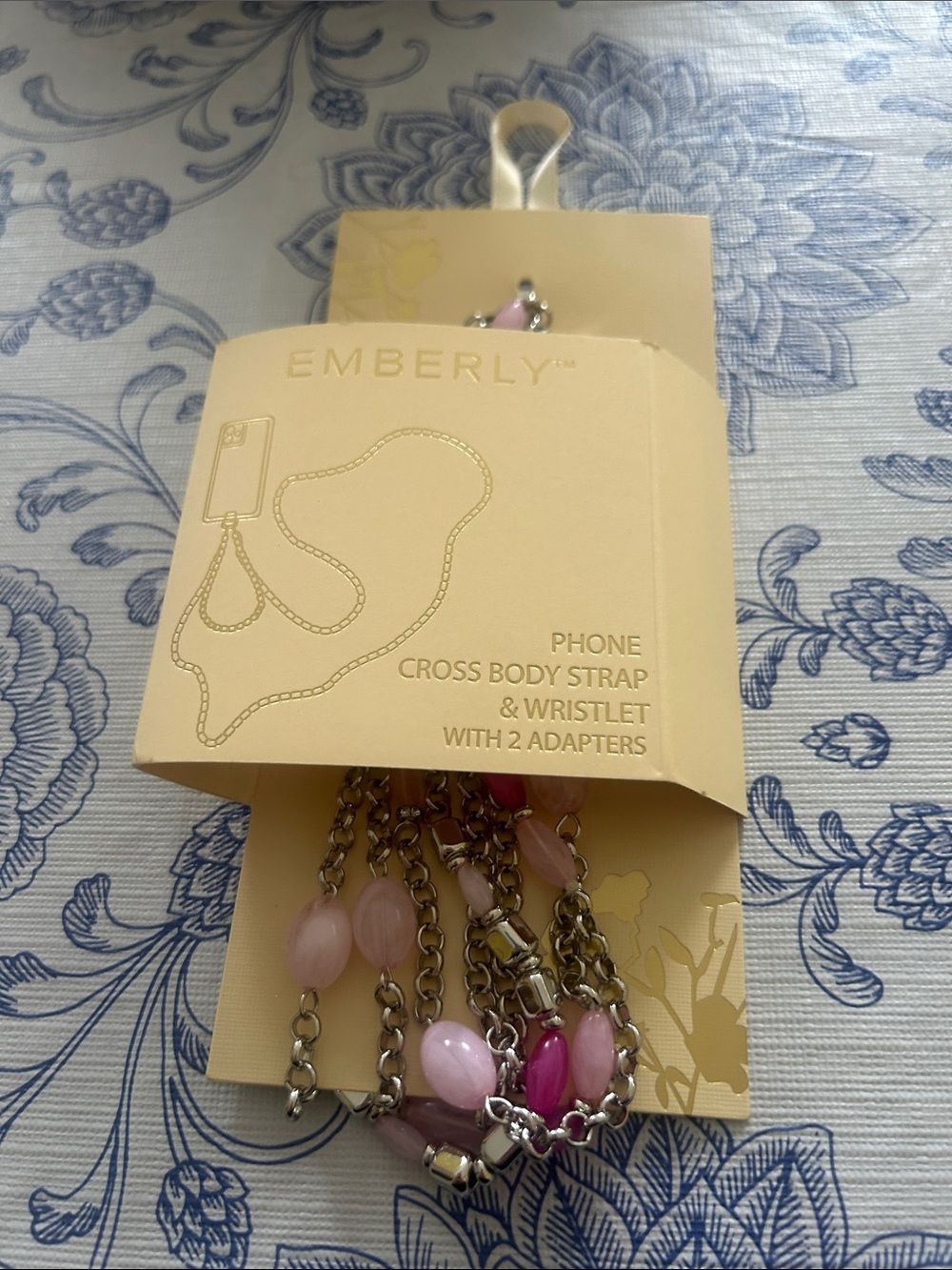 Pink Beaded Phone Crossbody Strap & Wristlet